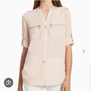 Calvin Klein Women's Blush Pink Button-Up Top Size L *